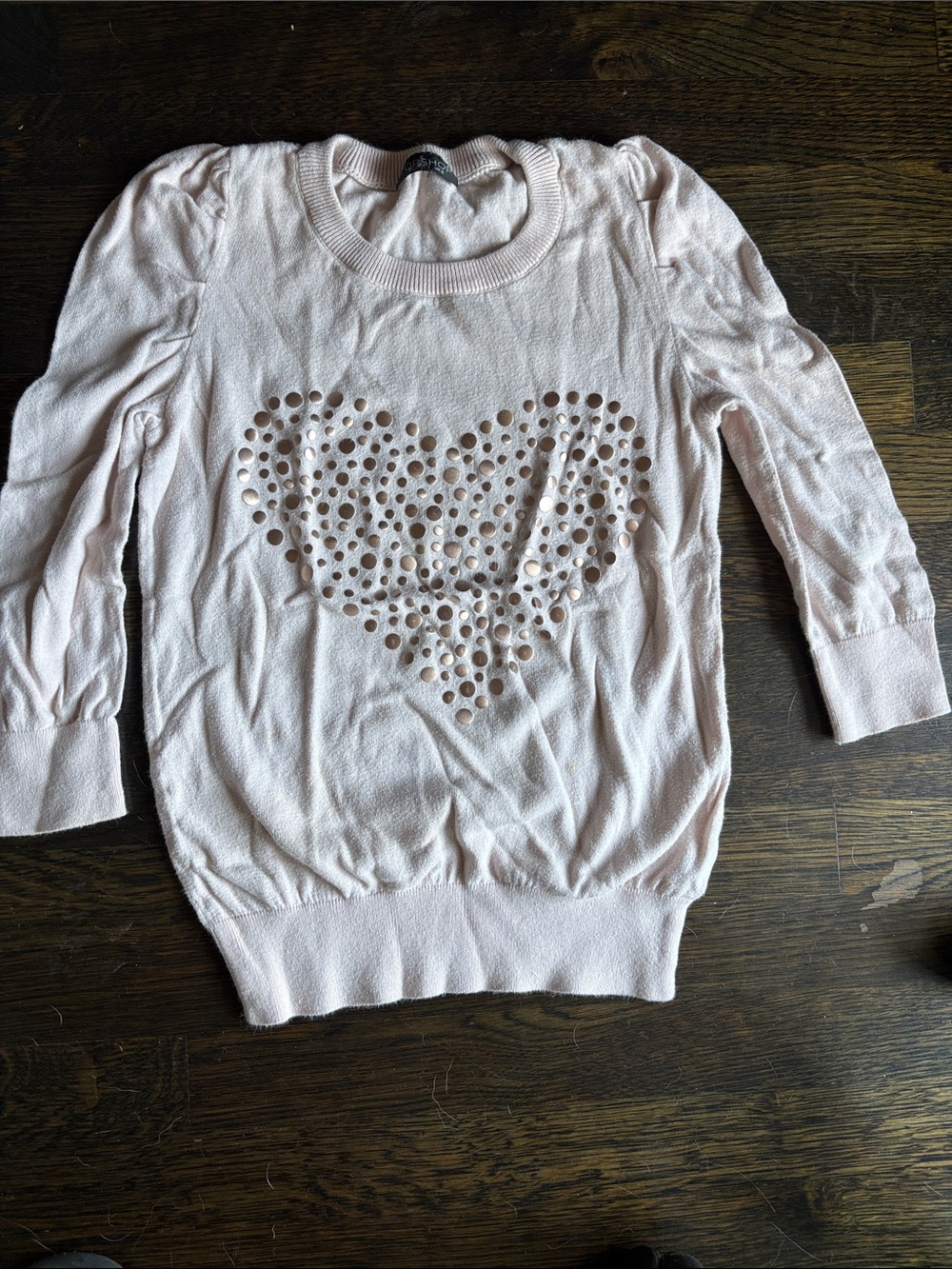 Light Pink Trending Heart-Detail Women's Sweater